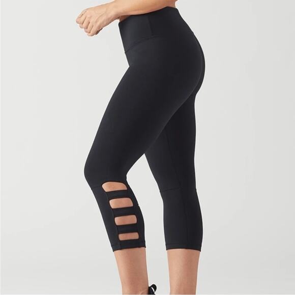 Glyder Black Ninja Leggings Cropped Cutout Calves Small - Picture 1 of 8